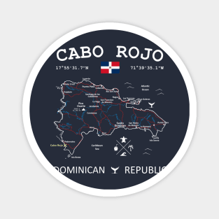 Cabo Rojo Dominican Republic Flag Travel Map Coordinates Roads Rivers and Oceans Magnet